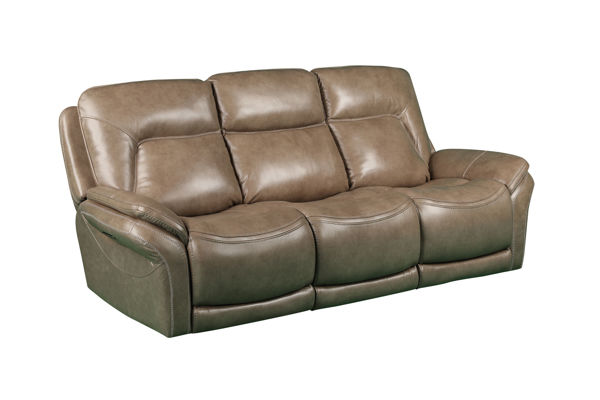 Picture of SIMON TAUPE POWER LEATHER RECLINING SOFA - 70059