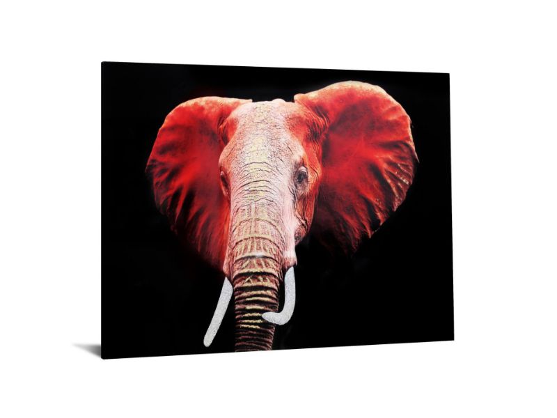 ELEPHANT RED W/ FOIL GLASS ART