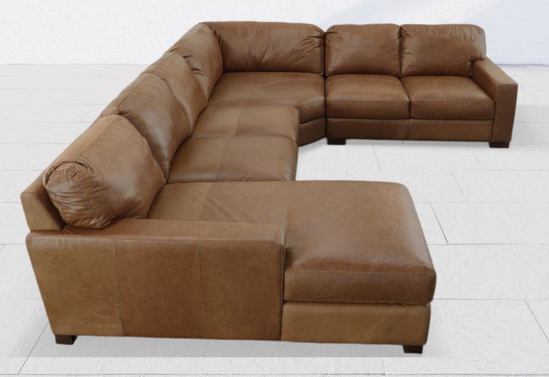 BECHAM CHESTNUT 4PC LEATHER SECTIONAL 