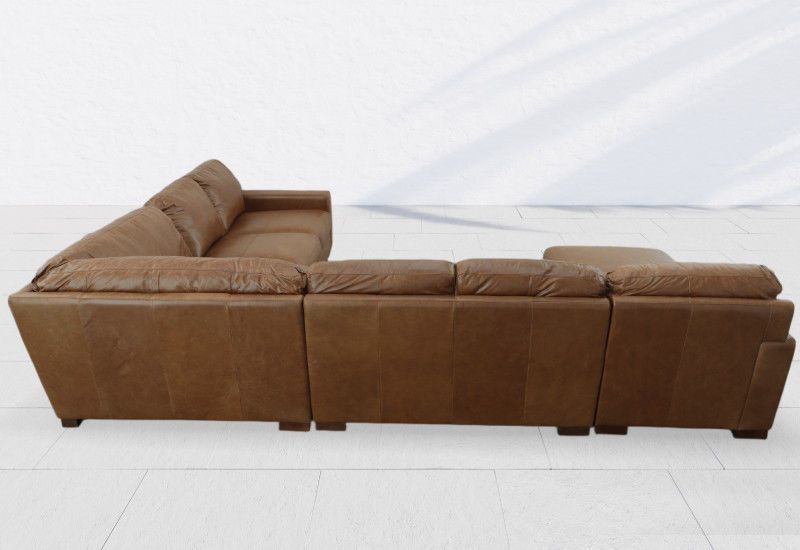 BECHAM CHESTNUT 4PC LEATHER SECTIONAL 