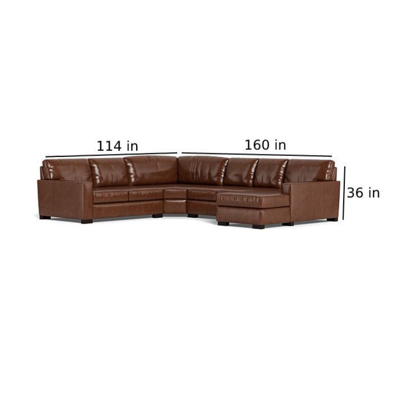 BECHAM CHESTNUT 4PC LEATHER SECTIONAL