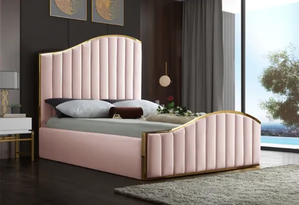 Jolie Pink Velvet King Bed